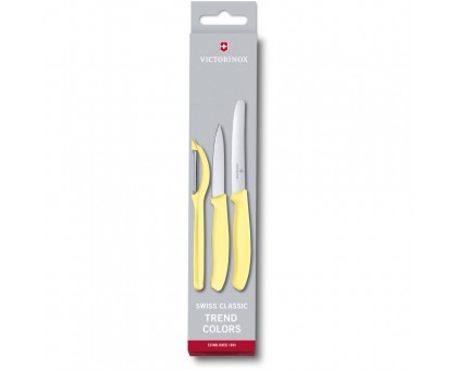 Набір кухонний Victorinox SwissClassic Paring Set 3шт з жовт. ручкою (2 ножа, овочечистка Universal) (GB)
