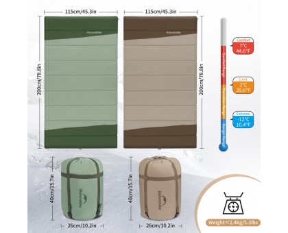 Спальний мішок двомісний Naturehike CNK2300019 коричневий