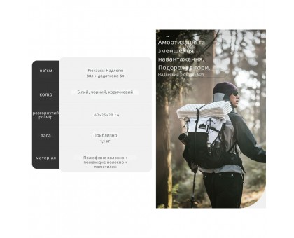 Легкий рюкзак Naturehike Helium 30+5 л білий – ідеальний для туризму