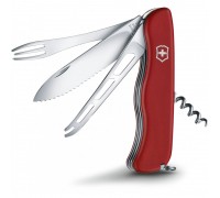 Складной нож Victorinox CHEESE MASTER 111мм/8функ/крас.мат /волн/lock/штоп/вилка