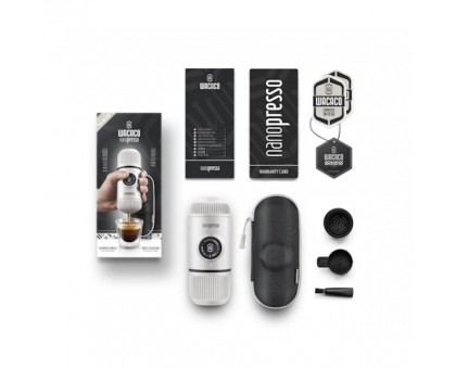Портативна еспресо-кавоварка Wacaco Nanopresso біла з чохлом Портативна еспресо-кавоварка Wacaco Nanopresso біла з чохлом