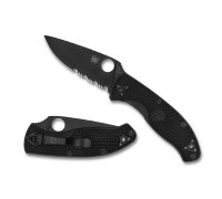 Ніж складний Spyderco Tenacious Black Blade FRN, напівсерейтор (C122PSBBK)