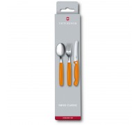 Набір кухонний Victorinox SwissClassic Table Set 3шт з помаранч. ручкою (складаний ніж, вилка, ложка)