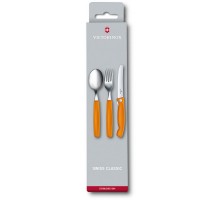 Набір кухонний Victorinox SwissClassic Table Set 3шт з помаранч. ручкою (складаний ніж, вилка, ложка)