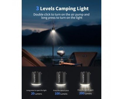 Flextail Tiny Pump Х: Чорний кемпінговий насос-ліхтар + вакуумні пакети