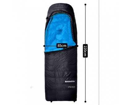 Теплий спальник Naturehike CW700 L з пухом: Чорно-блакитний