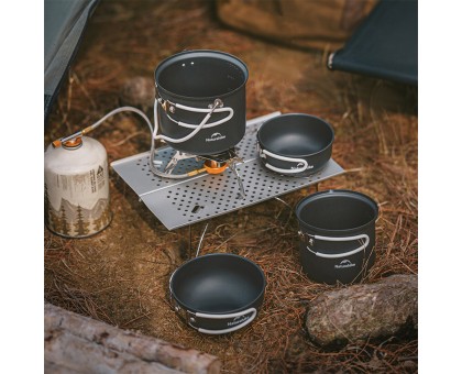 Туристичний набір посуду Naturehike NH18T018-G: алюміній, 2 каструлі