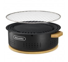 Настільна кругла піч із решіткою та сковорідкою Naturehike CNK2550CF010, 36*32.6*12 см, хромоване залізо