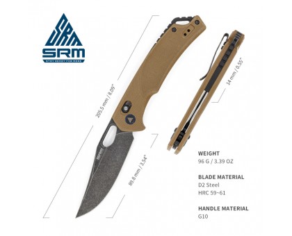 Ніж складаний SRM Retriever 9201-GW: міцний коричневий ніж від SRM
