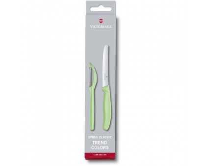 Набір кухонний Victorinox SwissClassic Paring Set 2шт з св. зел. ручкою (ніж, овочечистка Universal) (GB)