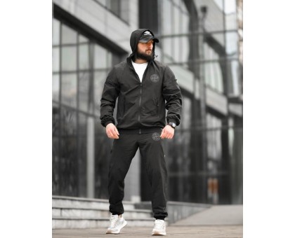 Чоловічий спортивний костюм SI Total Black: вітрозахисний, для міста та спорту