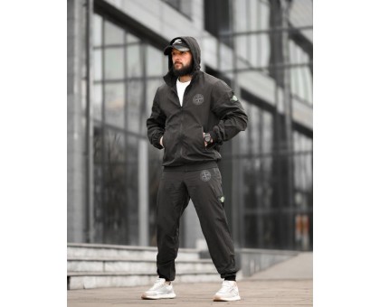 Чоловічий спортивний костюм SI Total Black: вітрозахисний, для міста та спорту