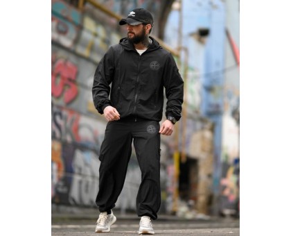Чоловічий спортивний костюм SI Total Black: вітрозахисний, для міста та спорту