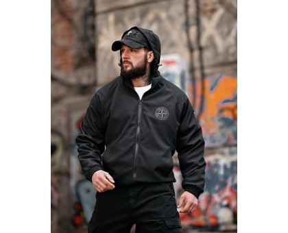 Чоловіча мембранна вітровка SI Pancer Black: тактика та захист від вітру