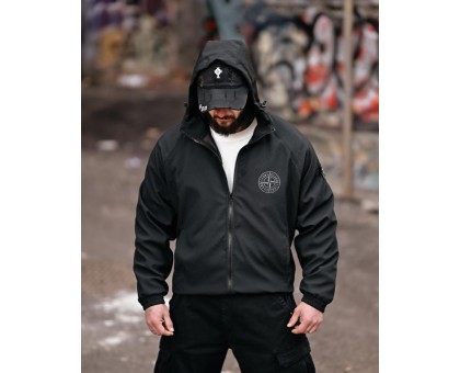 Чоловіча мембранна вітровка SI Pancer Black: тактика та захист від вітру