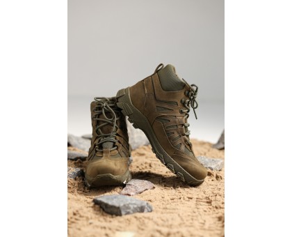 Надійні зимові тактичні напівчеревики Крейзі Олива Хутро