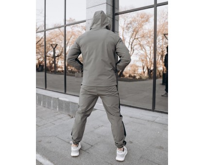Чоловічий спортивний костюм Apachi Black-Khaki: стрейчева плащівка для активних