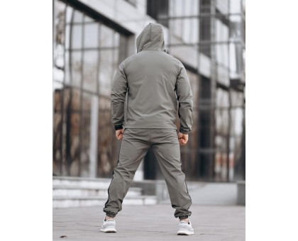 Чоловічий спортивний костюм Apachi Black-Khaki: стрейчева плащівка для активних