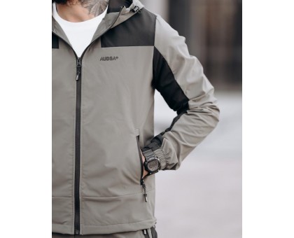 Чоловічий спортивний костюм Apachi Black-Khaki: стрейчева плащівка для активних