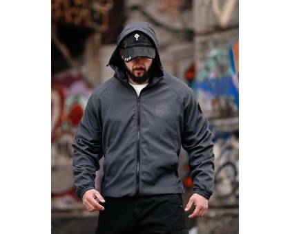 Чоловіча вітровка SI Pancer Grey: мембранна, тактична, захист від вітру