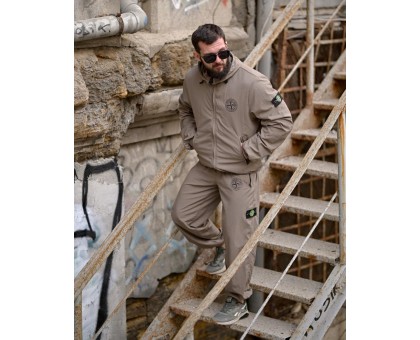 Чоловічий спортивний костюм SI Injastis Beige з плащівки жатка