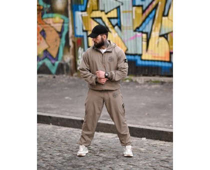 Чоловічий спортивний костюм SI Injastis Beige з плащівки жатка