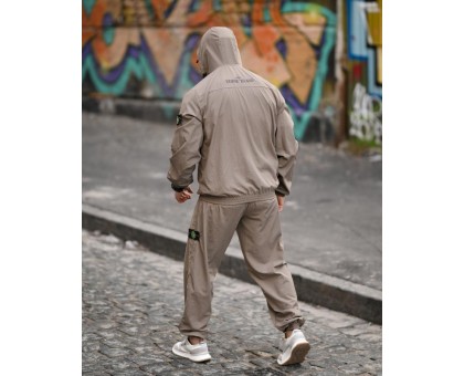 Чоловічий спортивний костюм SI Injastis Beige з плащівки жатка