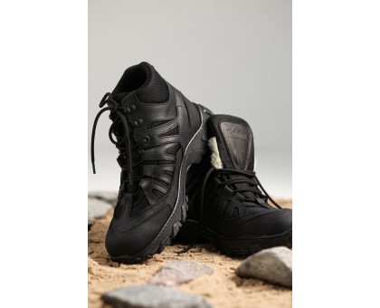 Зимові тактичні напівчеревики Крейзі Чорні Хутро – Тепло та Захист!
