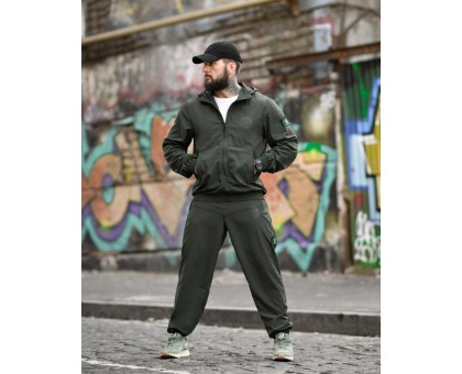 Спортивний чоловічий костюм SI Injastis Khaki матова плащівка жатка