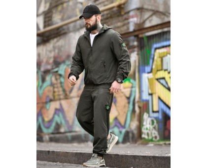 Спортивний чоловічий костюм SI Injastis Khaki матова плащівка жатка