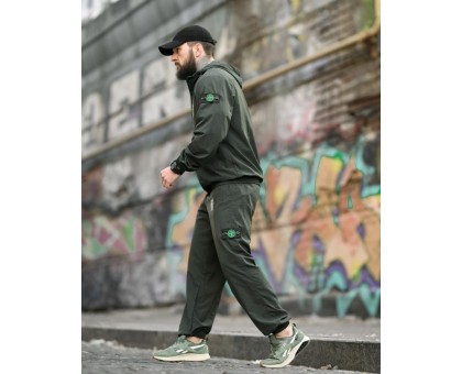 Спортивний чоловічий костюм SI Injastis Khaki матова плащівка жатка