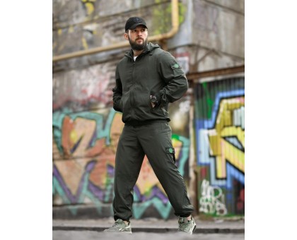 Спортивний чоловічий костюм SI Injastis Khaki матова плащівка жатка