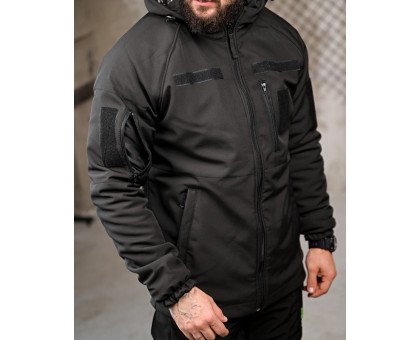 Зимова тактична куртка Patron Black SoftShell HoloFiber Omni-Heat Зимова тактична куртка Patron Black SoftShell HoloFiber Omni-Heat