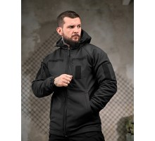 Зимова тактична куртка Patron Black (SoftShell, HoloFiber, Omni-Heat)
