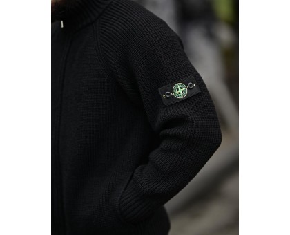 Stone Island Black: чоловічий в'язаний кардиган на блискавці