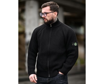 Stone Island Black: чоловічий в'язаний кардиган на блискавці
