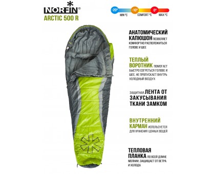 Norfin ARCTIC 500: Спальник кокон для екстремальних морозів (-10°-20°) Norfin ARCTIC 500: Спальник кокон для екстремальних морозів (-10°-20°)