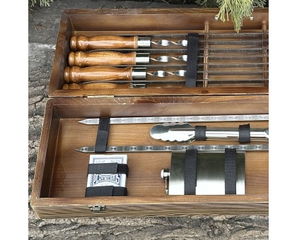 Елітний подарунковий набір "Козак" світла текстура: шампури та аксесуари