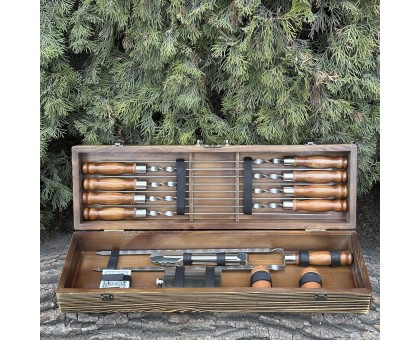 Елітний подарунковий набір "Козак" світла текстура: шампури та аксесуари