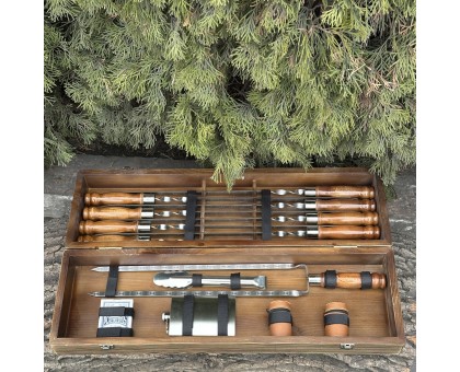 Елітний подарунковий набір "Козак" світла текстура: шампури та аксесуари