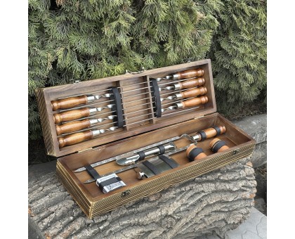 Елітний подарунковий набір "Козак" світла текстура: шампури та аксесуари