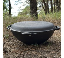 Казан азіатський КА-12КС чавунний з кришкою-сковородою 12л