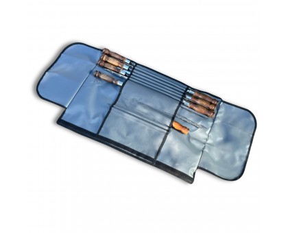 Набір шампурів Арго: 6+1+1 з дерев'яними ручками, сірий чохол