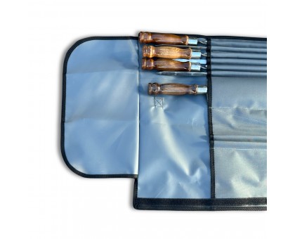 Набір шампурів Арго: 6+1+1 з дерев'яними ручками, сірий чохол