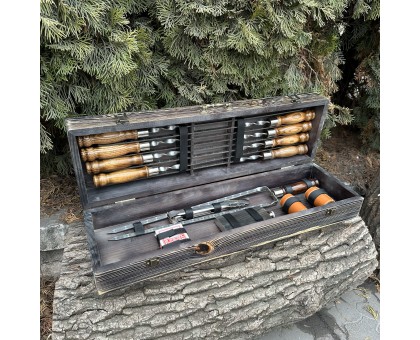 Подарунковий набір Козак: шампури з нержавіючої сталі та дуба для грилю