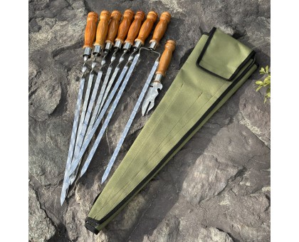 Набір шампурів Ліра 6/1/1: дерев'яні ручки, чохол Оксфорд, нержавійка