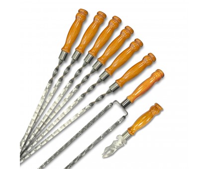 Набір шампурів Ліра 6/1/1: дерев'яні ручки, чохол Оксфорд, нержавійка