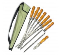 Набір шампурів Ліра 6/1/1 світла ручка в зеленому чохлі