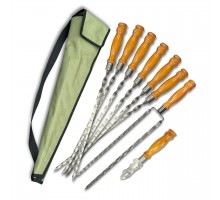 Набір шампурів Ліра 6/1/1 світла ручка в зеленому чохлі