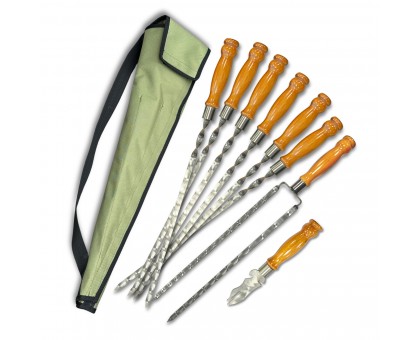 Набір шампурів Ліра 6/1/1: дерев'яні ручки, чохол Оксфорд, нержавійка